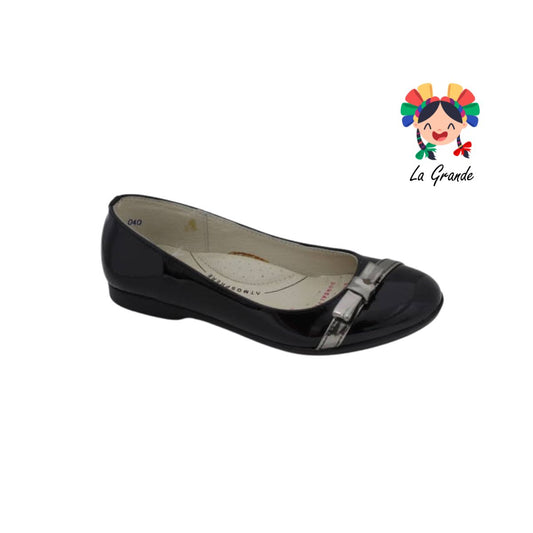 416 DOGI Negro Charol Zapato Balerina para Niña y Dama