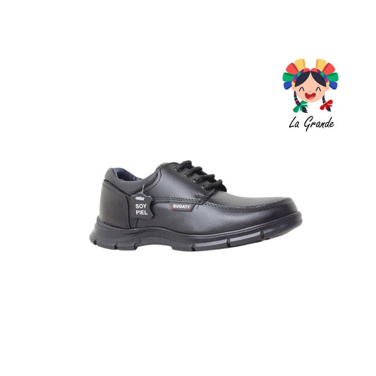 8004 BUGATY SHOES Negro Piel Zapato Escolar para Niño y Joven
