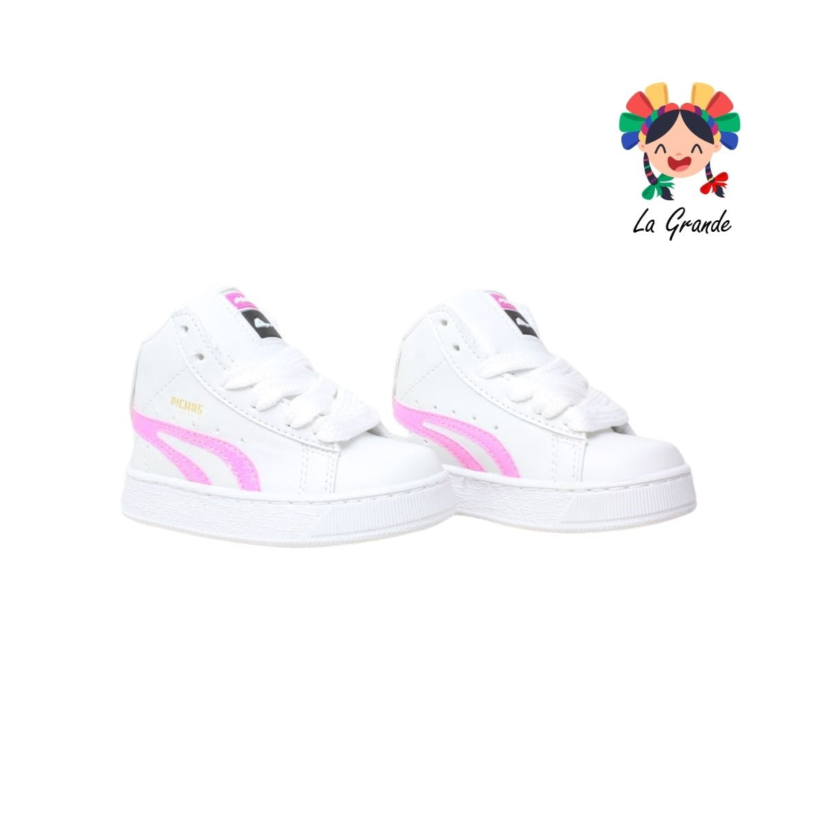 420 PICHUS Blanco Fucsia Sintético Tenis Casual para Niña