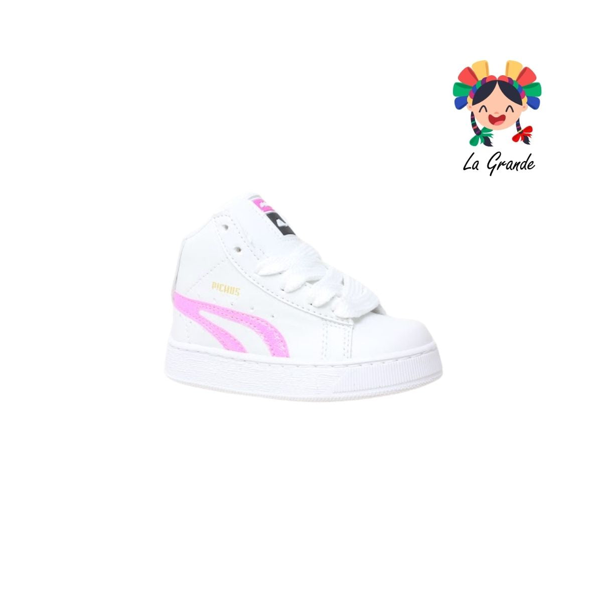 420 PICHUS Blanco Fucsia Sintético Tenis Casual para Niña