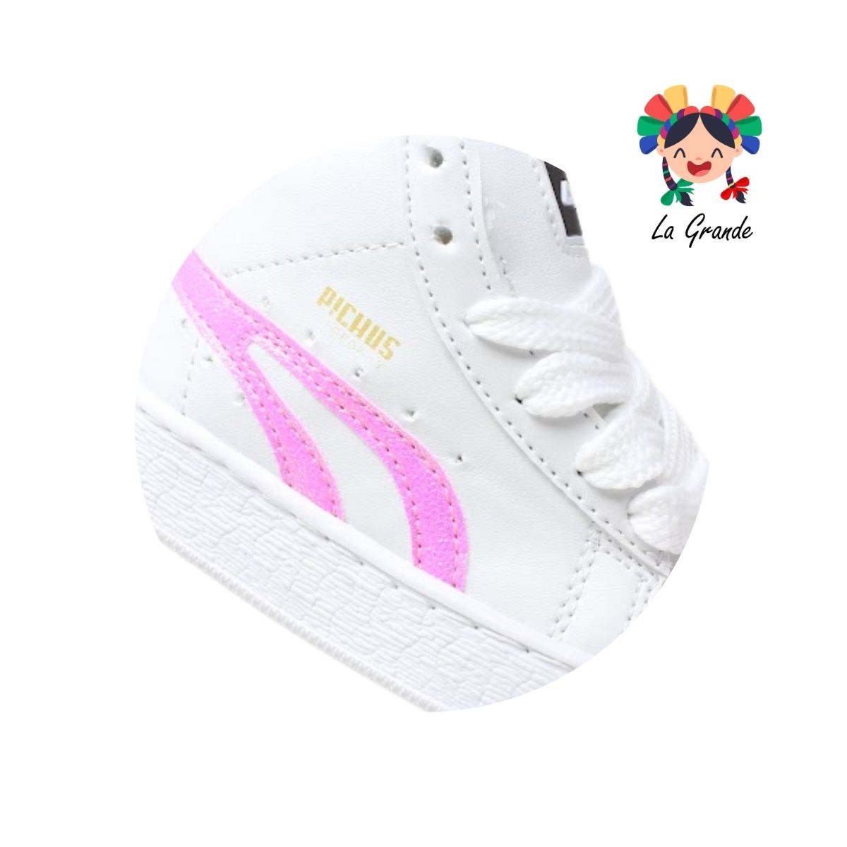 420 PICHUS Blanco Fucsia Sintético Tenis Casual para Niña
