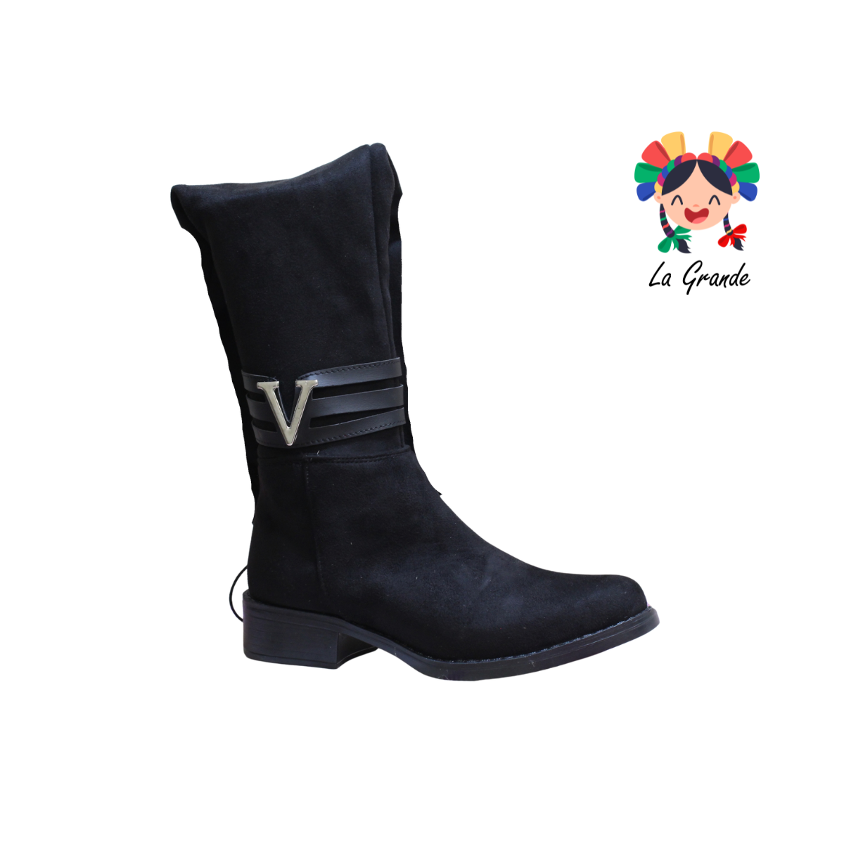 12005 TOP 5 Negro Gamuza Bota Alta para Dama