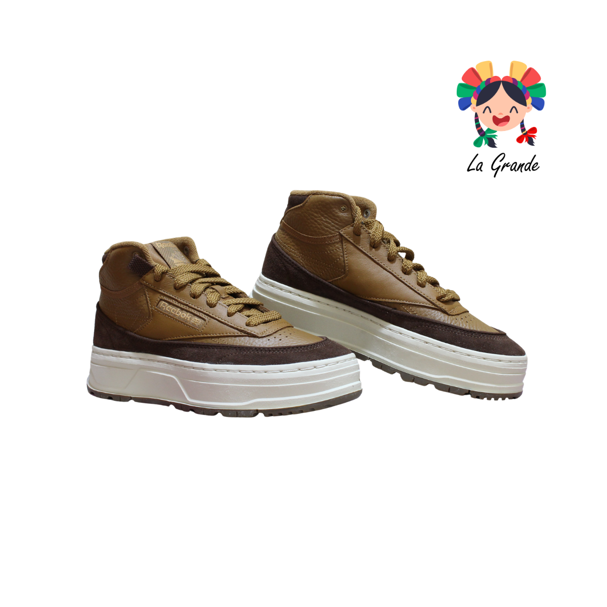 GEO MID RBK Café Beige Tenis Casual Importado Original Para Joven y Dama