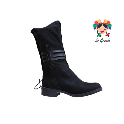 12005 TOP 5 Negro Gamuza Bota Alta para Dama
