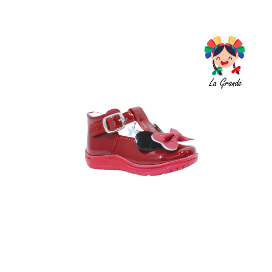422 WIZZYZ Rojo Piel Charol Zapato con Moño para Bebé