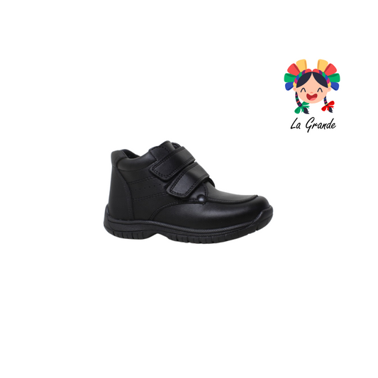 423-1 TOBI Negro Zapato Escolar con Doble Velcro para Niño
