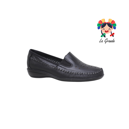 425 VANESSA Negro Piel Zapato tipo Mocasín para Dama