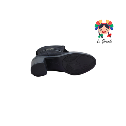 11006 TOP 5 Negro Gamuza Bota Alta para Dama