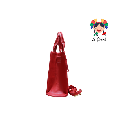 056 TONY Bolsa Roja Casual Tipo Caja Triangulos para Dama