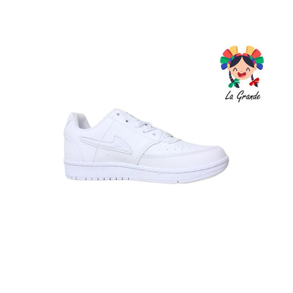 438 APT Blanco Blanco Piel Tenis Escolar para Dama y Joven