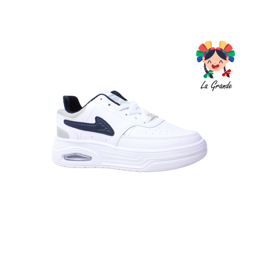 439 APT Blanco Marino Piel Tenis Casual con Válvula para Dama y Joven