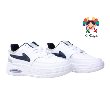 439 APT Blanco Marino Piel Tenis Casual con Válvula para Dama y Joven