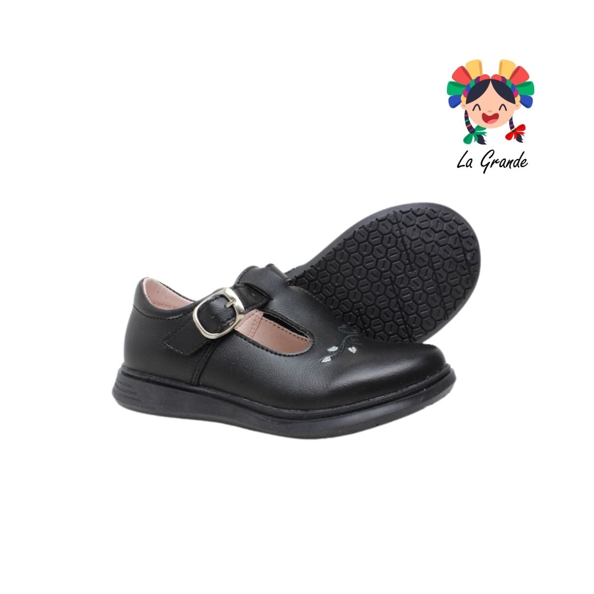 4412 NICK & WICK Negro Napa Zapato Escolar para Niña