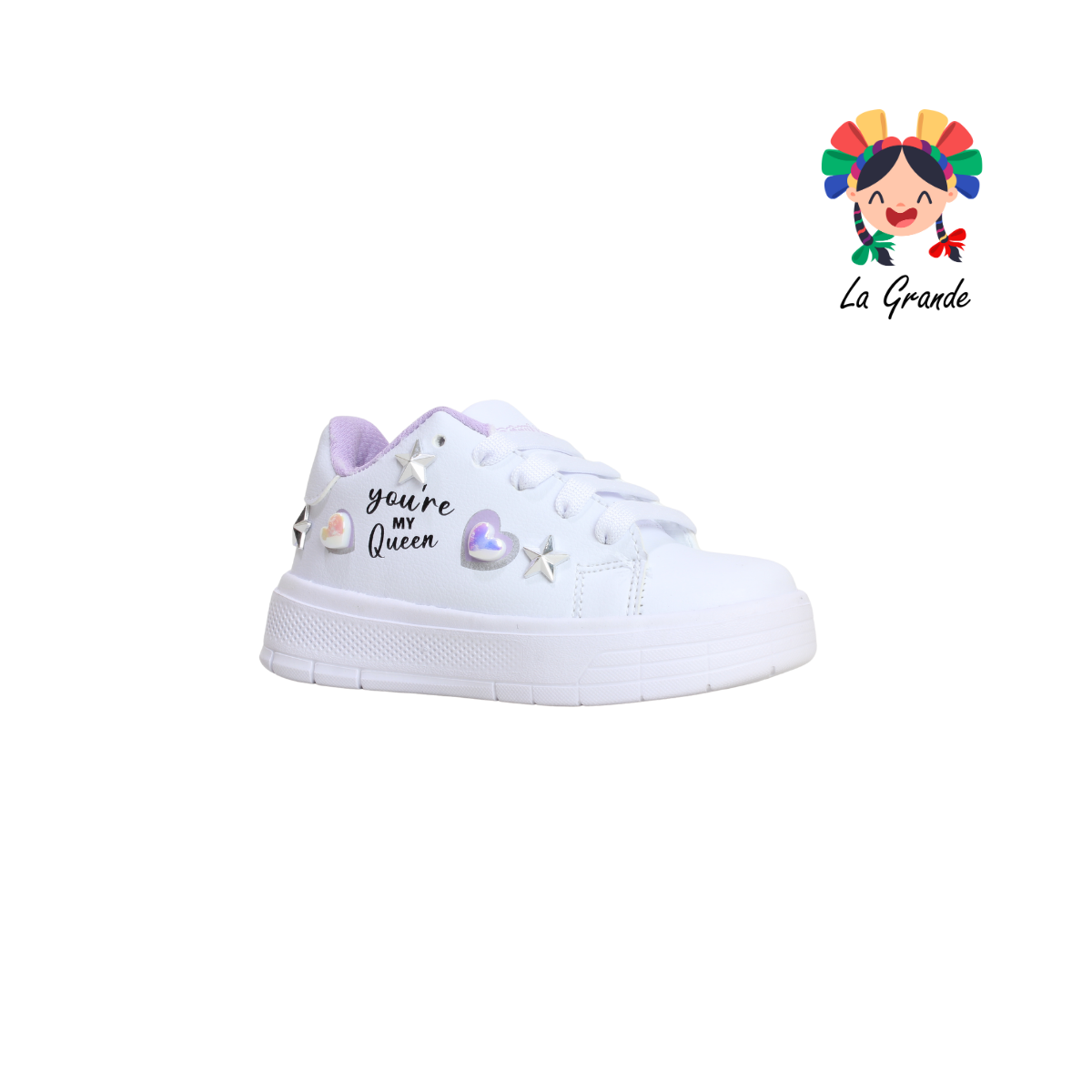 530 BEBOS Blanco Lila Tenis Casual para Niña