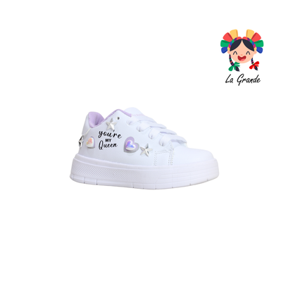 530 BEBOS Blanco Lila Tenis Casual para Niña