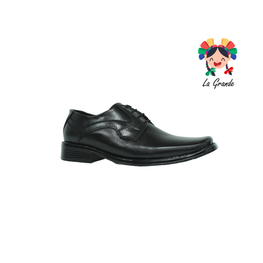 449 VIAKENTTO Negro Piel Zapato Casual de Agujeta para Niño y Joven