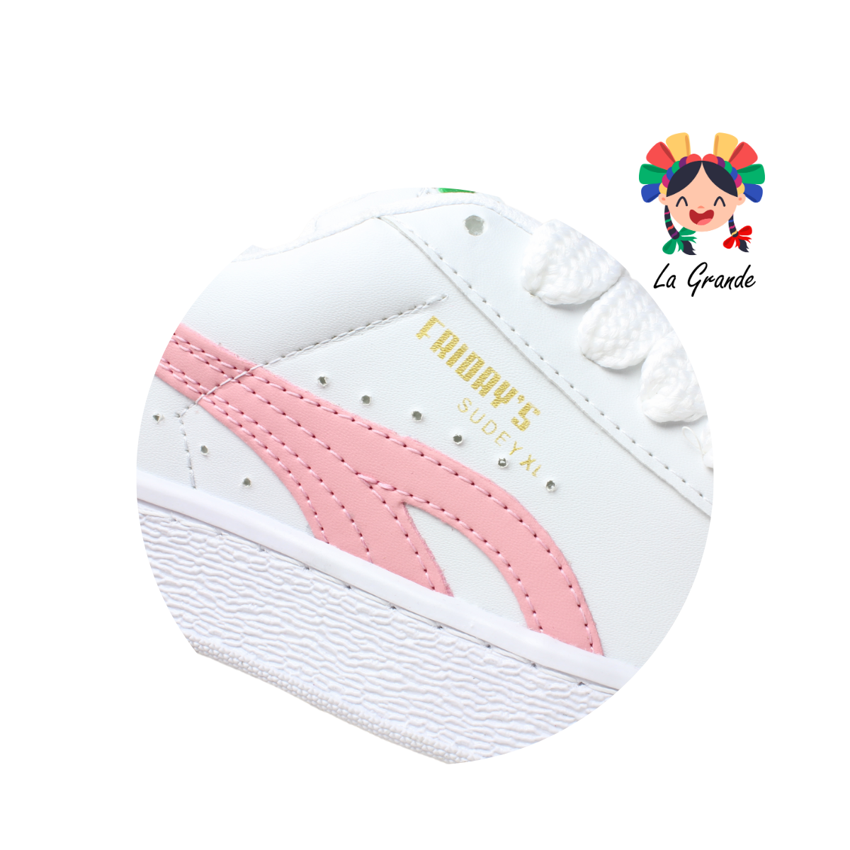 8001 FRIDAYS Blanco Rosa Sintético Tenis Casual para Dama