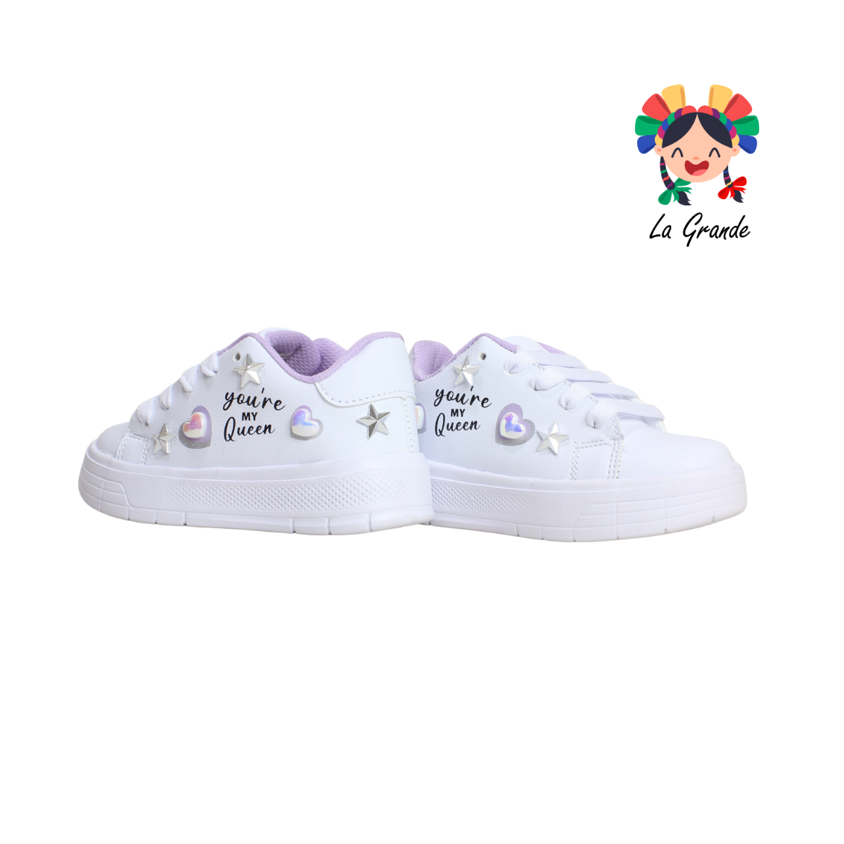 530 BEBOS Blanco Lila Tenis Casual para Niña