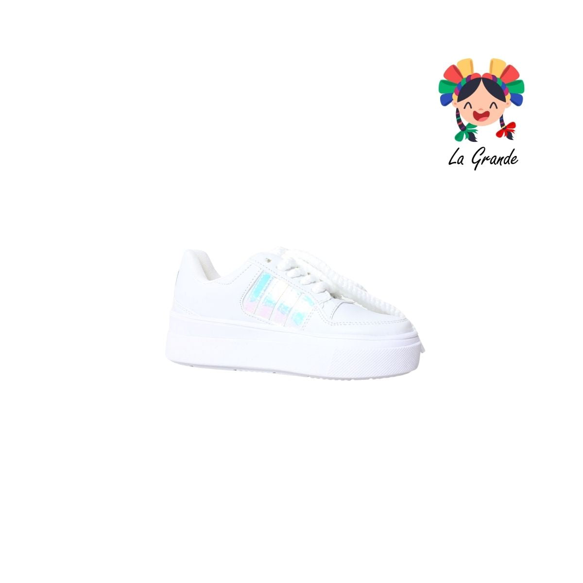 4500 FRIDAYS Blanco Tornasol Tenis Casual Urbano para Niña y Dama