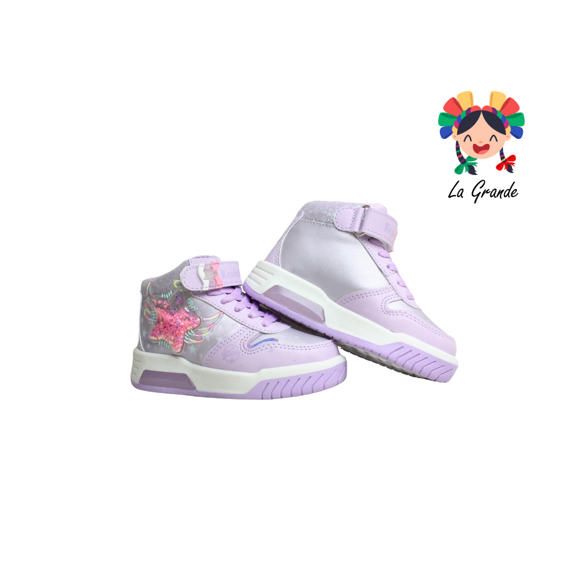 029 KENDROS Blanco Lila Tenis Casual para Niña