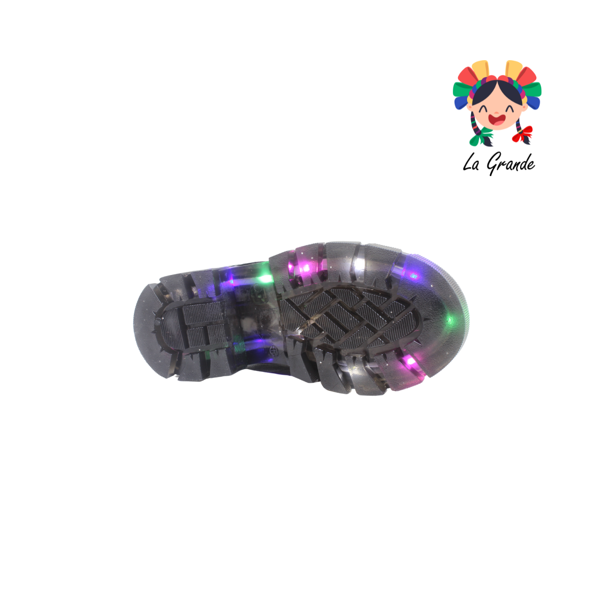 B013 HUNTRI DANIELS Negro Charol Bota Casual con Luces para Niña