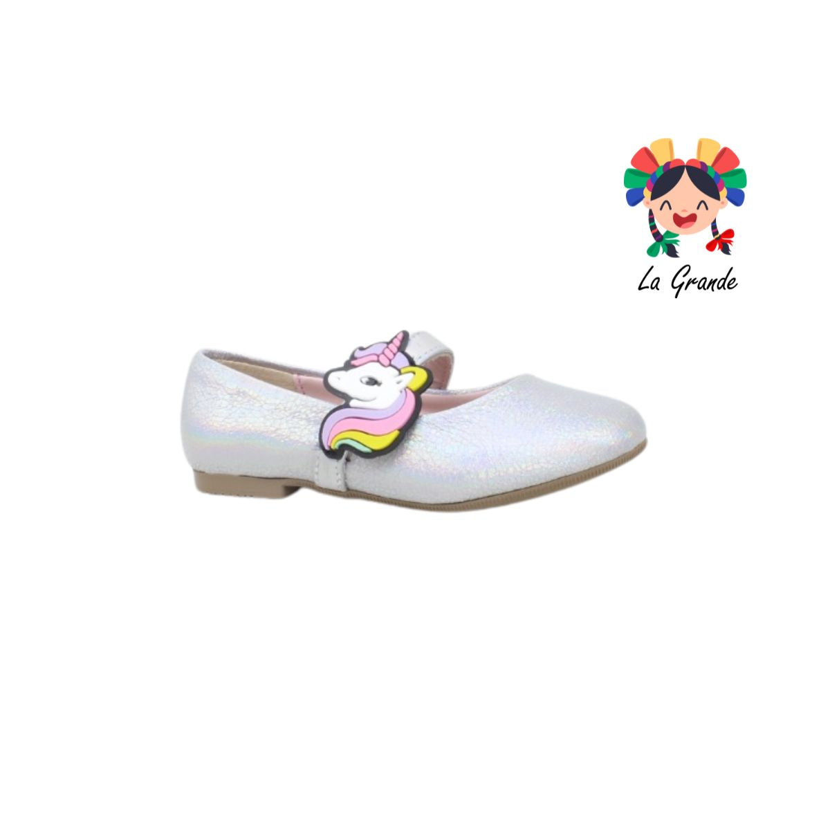 46053 TROPICANA Plata Glitter Zapato Casual Unicornio para Niña