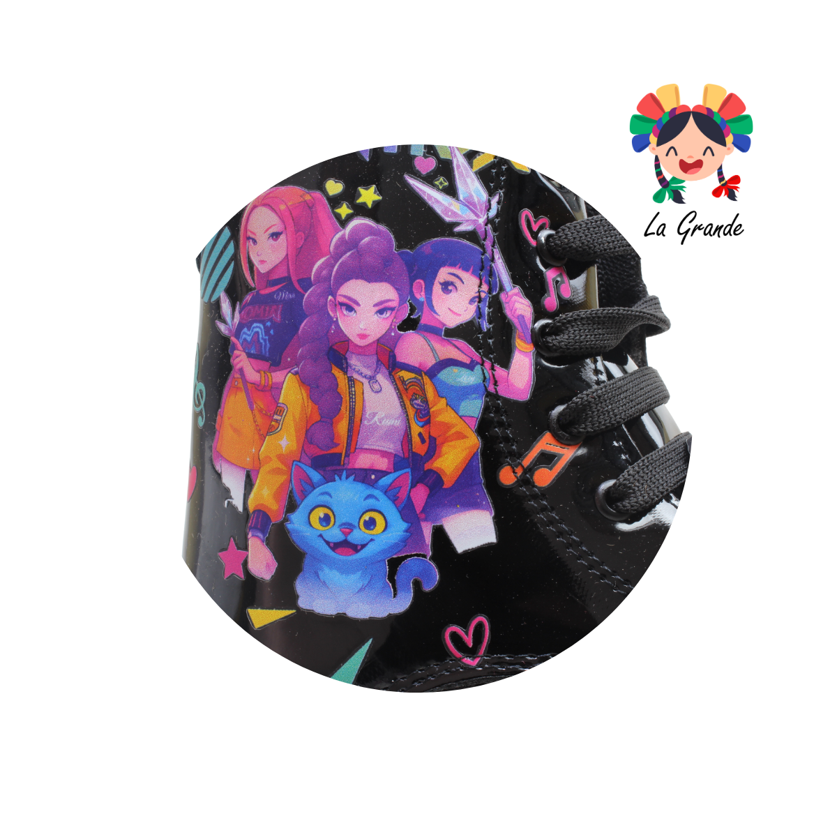 B013 HUNTRI DANIELS Negro Charol Bota Casual con Luces para Niña
