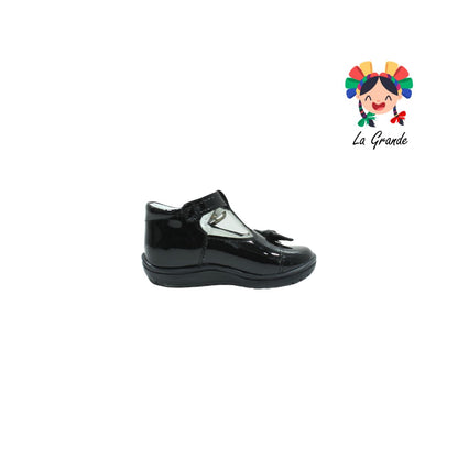 466 WIZZYZ Negro Charol Zapato Escolar para Bebé y Niña