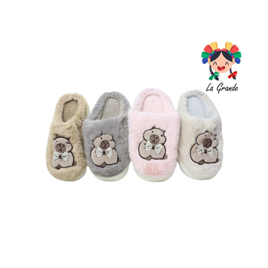 701155 MT Multicolor Capibara Pantufla Afelpada para Dama y Joven y Caballero
