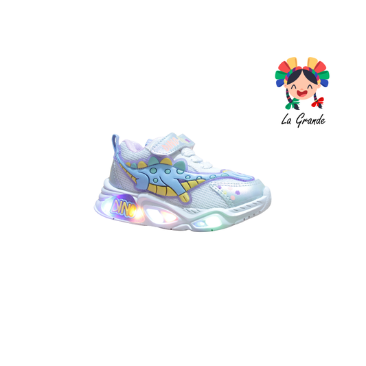 133 DINO ON KIDS Bco Cielo Lila Sint Tenis Casual con Luz Led para Niña