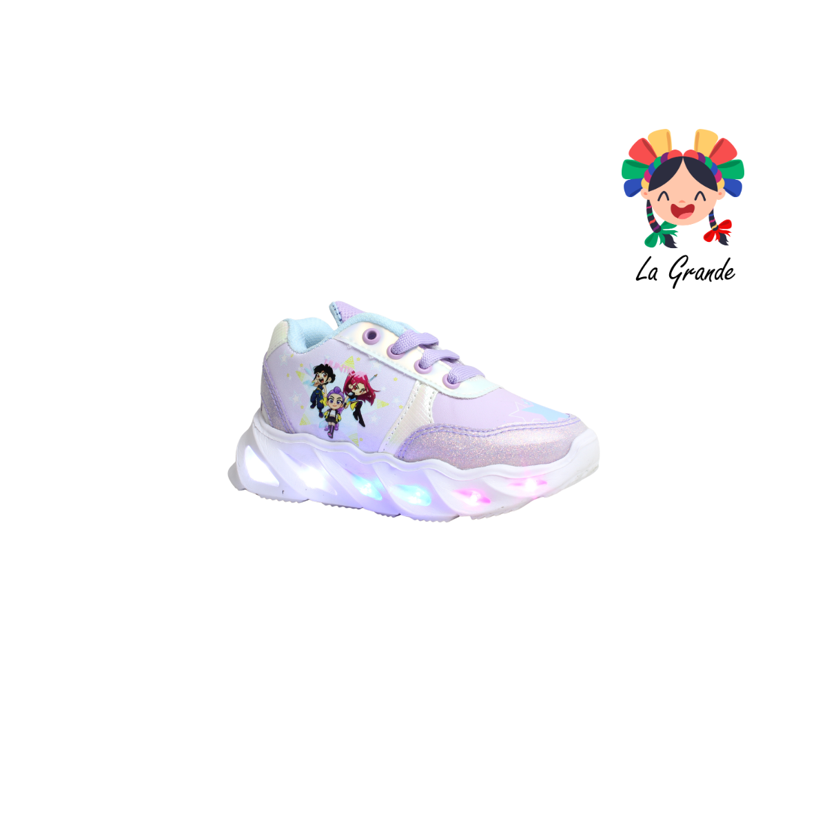 22024 Huntri ROJO ARANDANO Lila Cielo Sint Tenis Casual con Luz Led para Niña