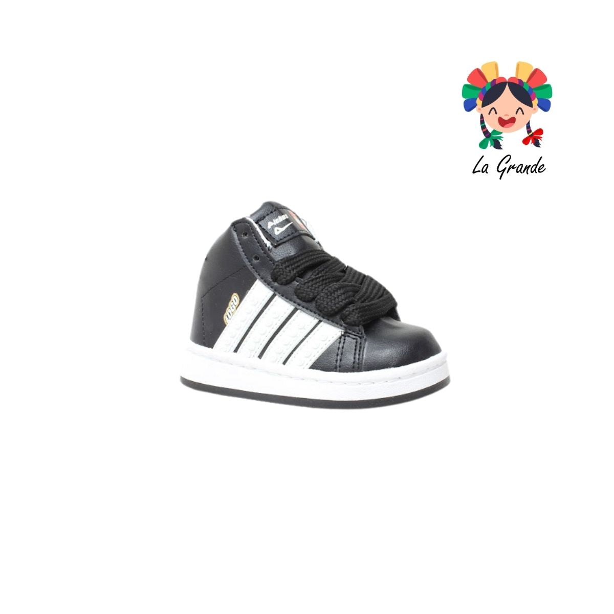 480 PICHUS Negro Blanco Sintético Tenis para Niña y Niño