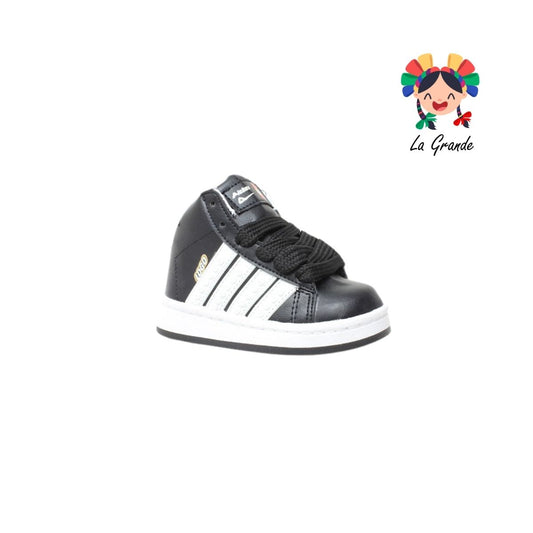 480 PICHUS Negro Blanco Sintético Tenis para Niña y Niño