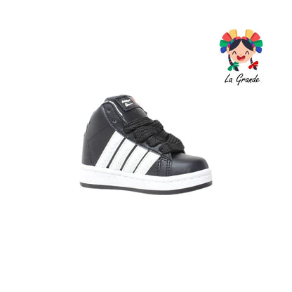 480 PICHUS Negro Blanco Sintético Tenis para Niña y Niño