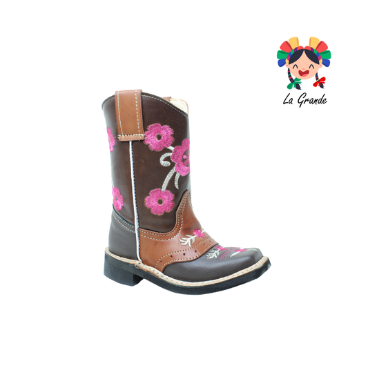 21FLOR RODEO Cafe Shedron Piel Bota Vaquera para Niña
