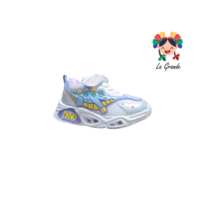 133 DINO ON KIDS Bco Cielo Lila Sint Tenis Casual con Luz Led para Niña