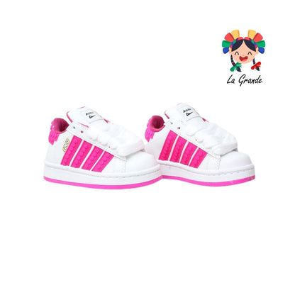 490 PICHUS Blanco Fucsia Sint Tenis Casual para Bebé y Niña
