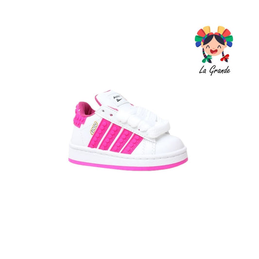 490 PICHUS Blanco Fucsia Sint Tenis Casual para Bebé y Niña