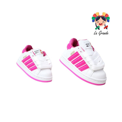 490 PICHUS Blanco Fucsia Sint Tenis Casual para Bebé y Niña