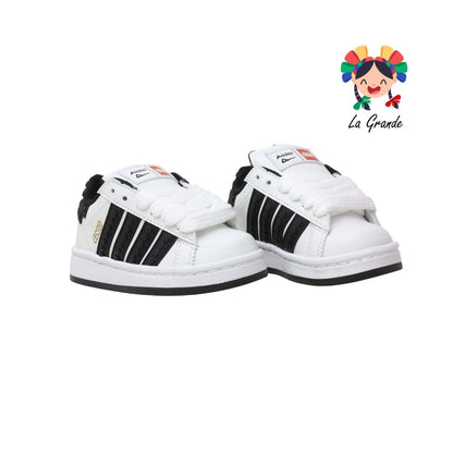 490 PICHUS Blanco Negro Sint Tenis Casual para Niña y Niño