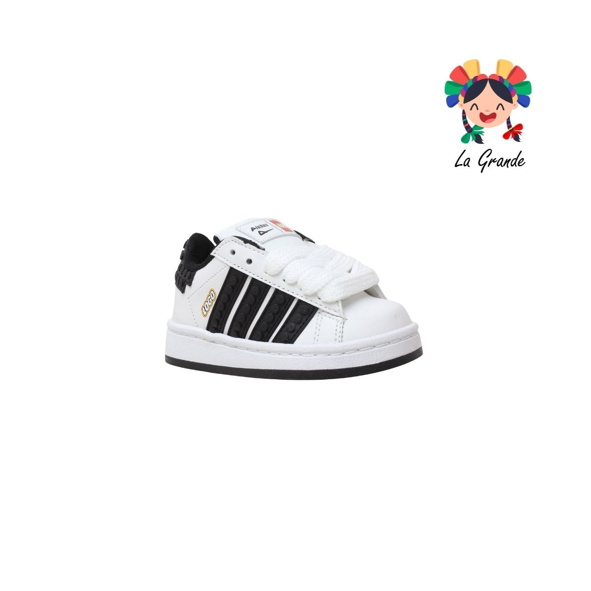 490 PICHUS Blanco Negro Sint Tenis Casual para Niña y Niño