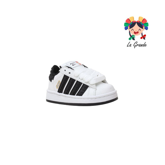 490 PICHUS Blanco Negro Sint Tenis Casual para Niña y Niño