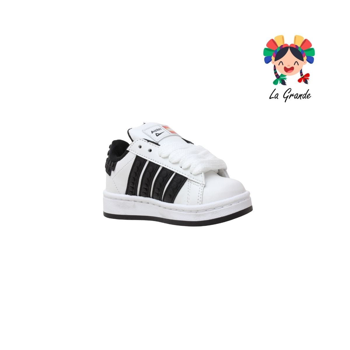 490 PICHUS Blanco Negro Sint Tenis Casual para Niña y Niño