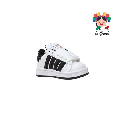 490 PICHUS Blanco Negro Sint Tenis Casual para Niña y Niño
