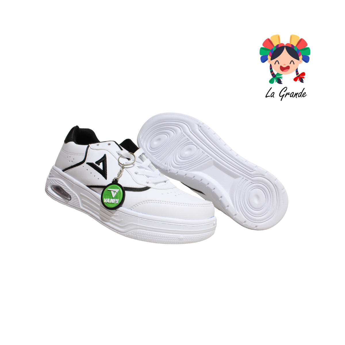 490 VANPI Blanco Negro Tenis Deportivo con Válvula para Caballero
