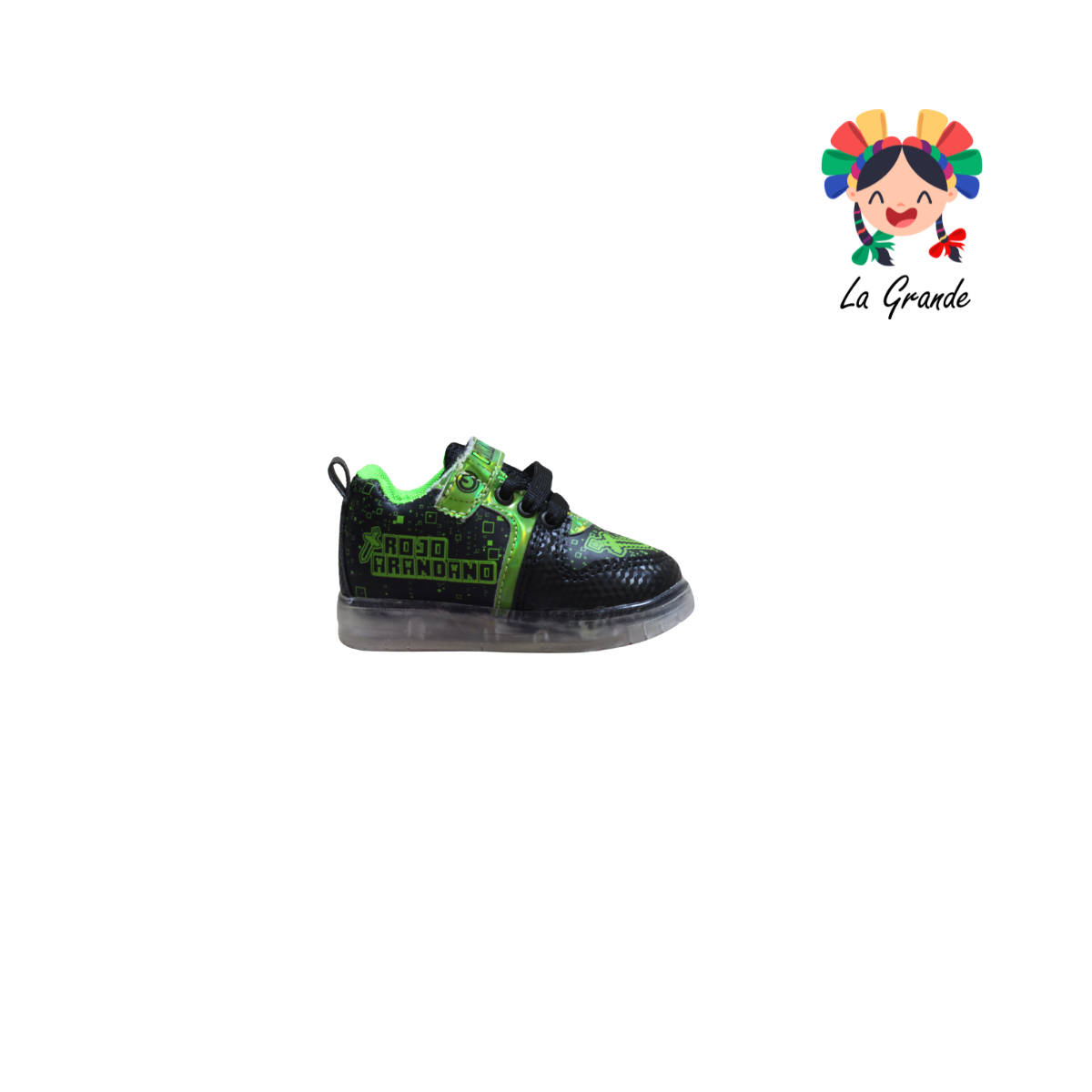 22026 Rojo Arandano Cubos Ngo Vde Neon Tenis Casual Con Luz Led Recargables Para Niño