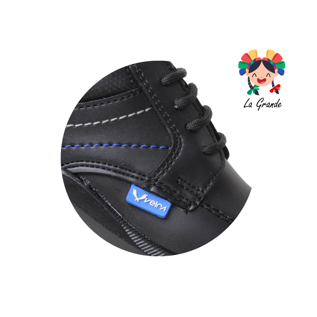 905 VELRA Negro Azul Sint Zapato Escolar para Niño
