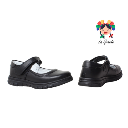 1531 MUJER BONITA Negro Piel Zapato Escolar para Niña