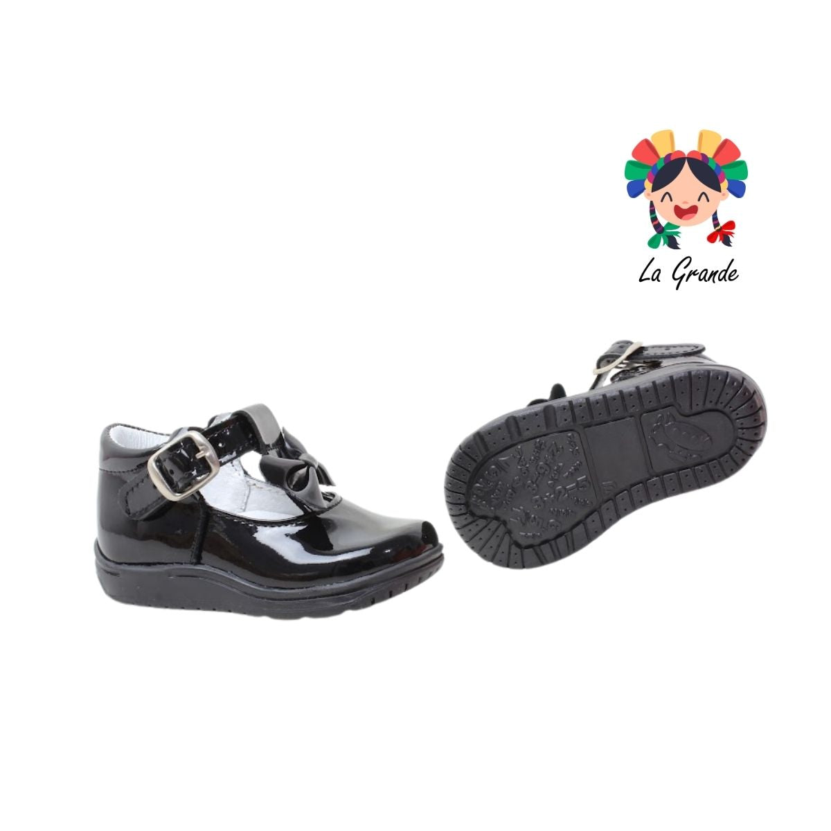 498 WIZZYZ Negro Charol Zapato Escolar para Bebé