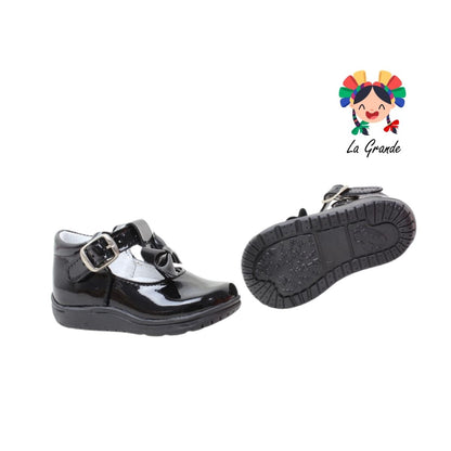 498 WIZZYZ Negro Charol Zapato Escolar para Bebé